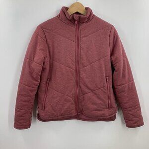 Three Dots Women's Quilted Step Hem Knit Jacket in Heather Tibetan Red Size XS